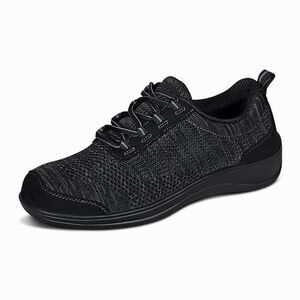 NWOB Orthofeet Palma Sneaker Black Complete with Inserts Women Size 7 X-Wide